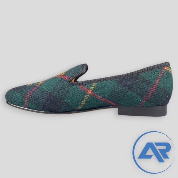 Polo Ralph Lauren Paxton Wool Plaid Green Men's Slipper Shoes Skull & Keys - Picture 5 of 7